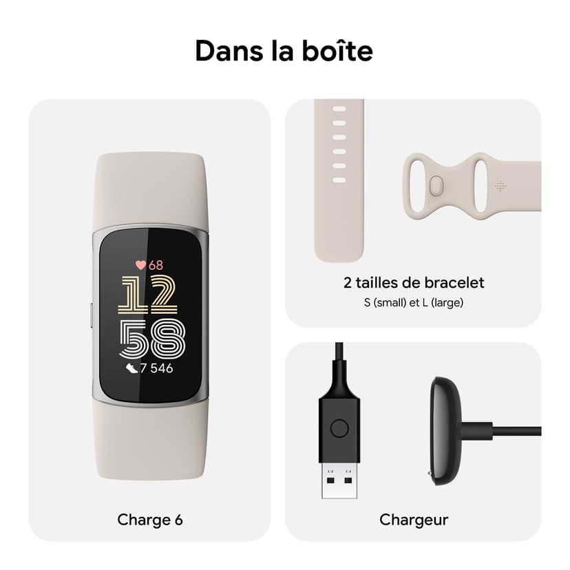 Google Fitbit Charge 6 Bracelet d'activité avec un abonnement de 6 mois à Fitbit Premium inclus, 7 jours d'autonomie de batterie, Google Wallet et Google Maps - 8