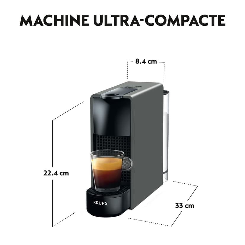 Nespresso Krups Essenza Mini YY2911FD, Intense Coffee Machine, 0.6 L, 19 Bars, Coffee Capsule Machine, Barista, 2 Cup Sizes, Espresso, Lungo, Ultra Compact Design, Automatic - 3
