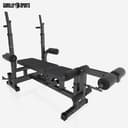 GORILLA SPORTS® Weight Bench - with 100kg Weights, Barbell Bar, EZ Curl Bar, Dumbbells, Adjustable, Rack, Dip Station, Preacher Pult, Leg Extension, Black or White - Training, Workout Bench, Multi Gym - 4
