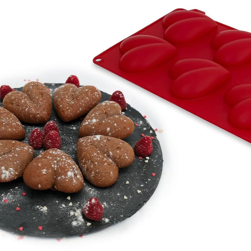 CECOA Silicone Mould with 6 3D Hearts - 6