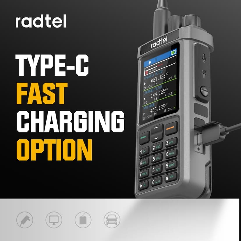 Radtel RT-880G GPS APRS Ham Radio 10W Walkie Talkie Portable CB Radio 1024 Channels HF SSB Rx with Cross-Band Repeater, 2.4 Inch Color Display, 2400mAh Rechargeable Battery, - 7