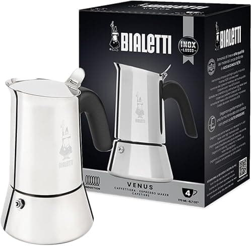 Bialetti New Venus Caffettiera in Acciaio Inox, Adatta all'Induzione, Argento, 4 Tazze,Silver