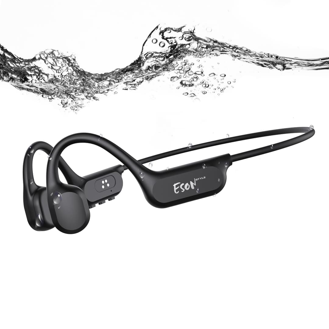 esonstyle Casque Conduction Osseuse Natation Bluetooth 6.0,Casque Étanche IP68,Ecouteur Waterproof Natation Écouteurs Ouverts sous l'eau avec MP3 8G pour Course à Pied, Cyclisme, Sport