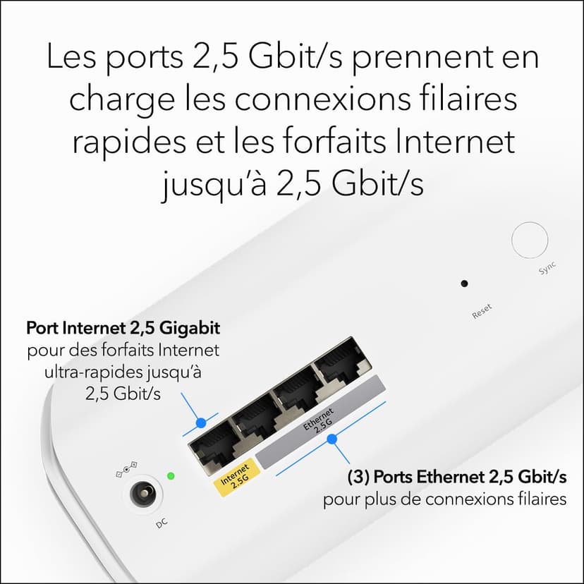 NETGEAR Orbi, Système Mesh WiFi 7, RBE773, 3-Pack, Jusqu'à 11 Gbps, Couvre jusqu'à 540 m², 100 appareils, 2.5GB Internet Port, Tri-Band BE11000, Compatible Murs épais et Toutes Box Internet - 6