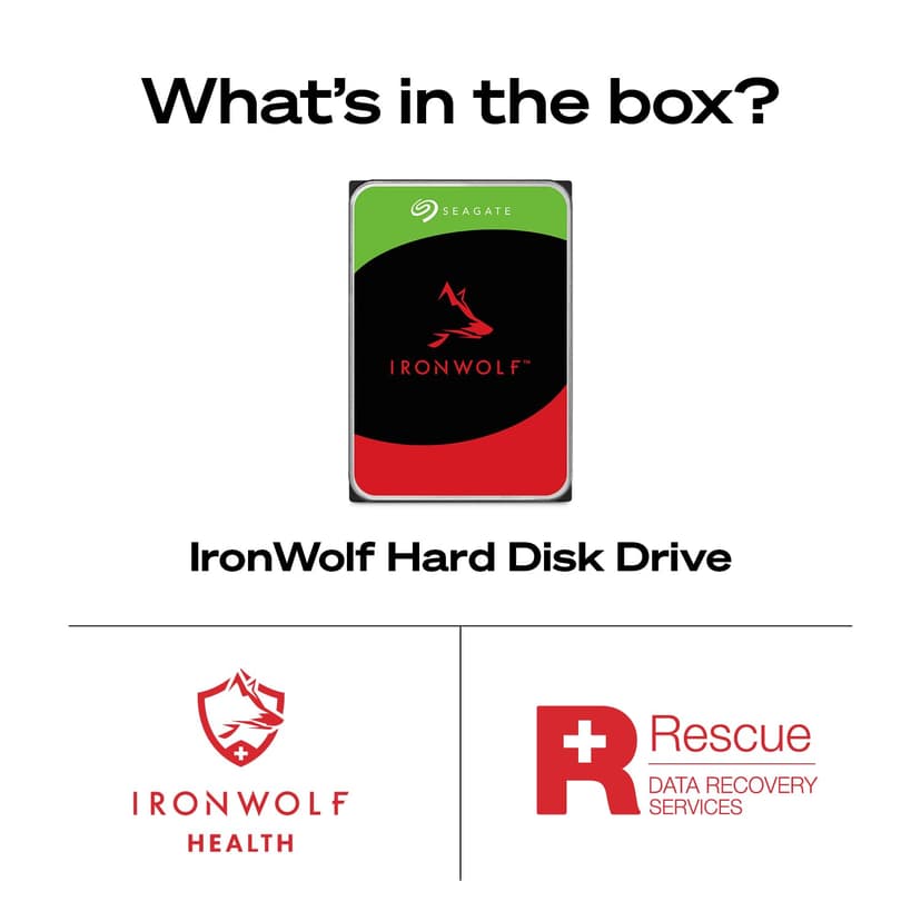 Seagate IronWolf 6TB, Internal NAS HDD, CMR 3.5 Inch, SATA 6GB/s, 5400 RPM, 256MB Cache for RAID NAS, Data Rescue Services, Frustration Free Packaging (ST6000VNZ06) - 3