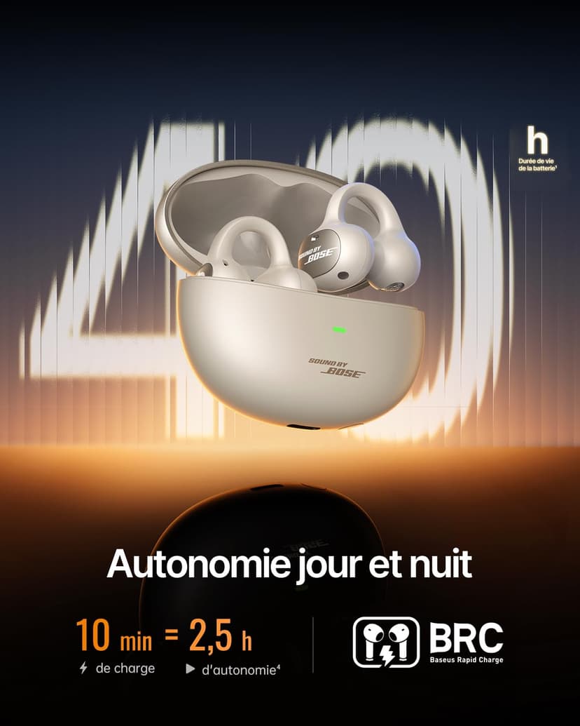 Baseus Inspire XC1 Écouteurs Bluetooth sans Fil Open-Ear, Sound by Bose, Cloud-Confort, Dolby Audio | Hi-Res | Haut-Parleur Hybride 2 Voies | Tweeter Knowles BA, autonomie 40 h, IP66, AI-Clear Calls - 5