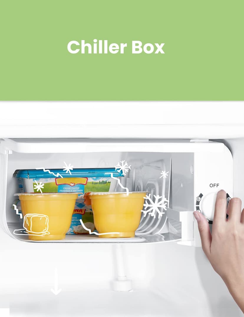COMFEE' Comfee RCD50WH2E Mini Refrigerator 43L Cooler with Ice Compartment, Refrigerator, Small for Bedroom and Office, Fast Cooling in Cooler Box, Control - 5