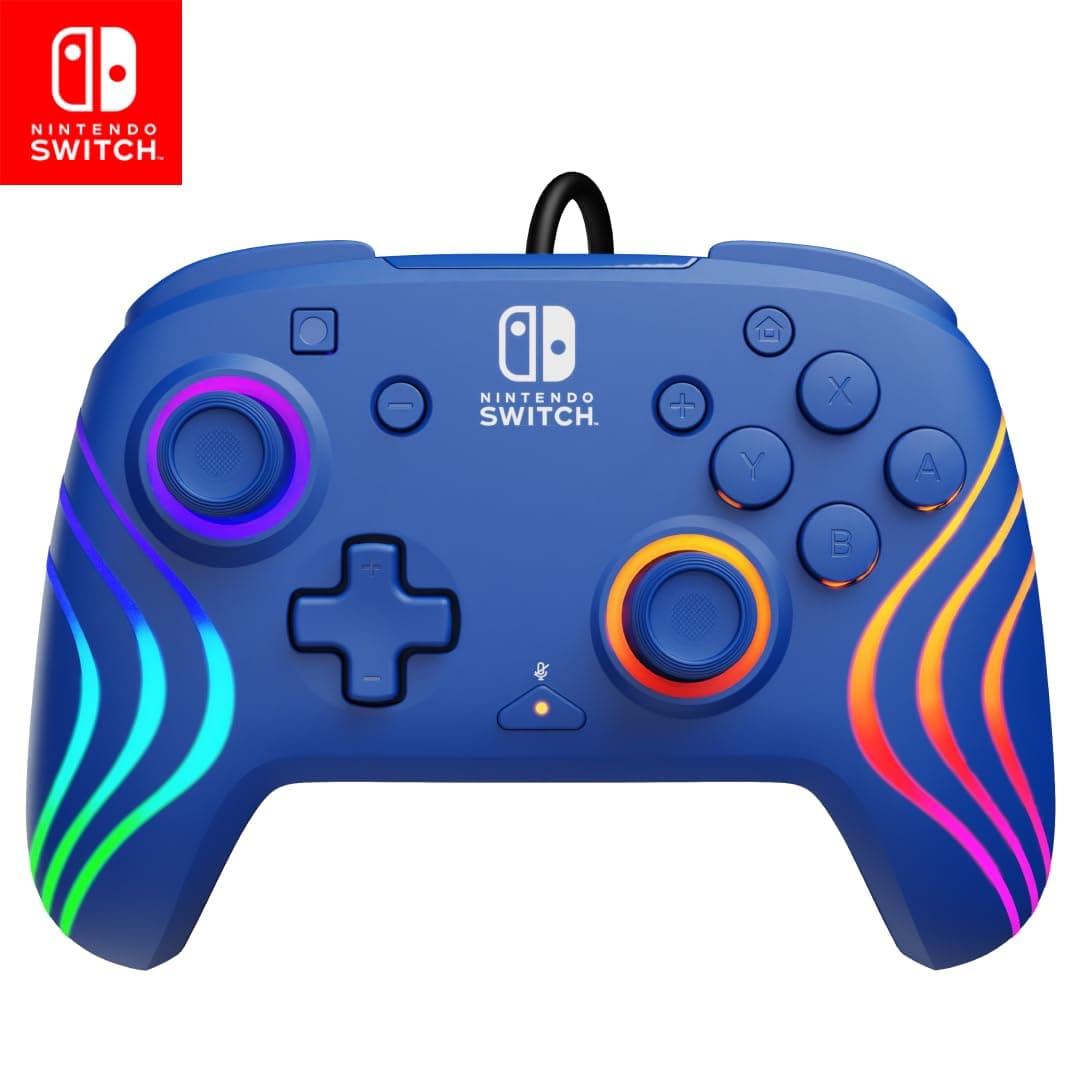 PDP Official Switch Afterglow Wave Wired Controller - Blue