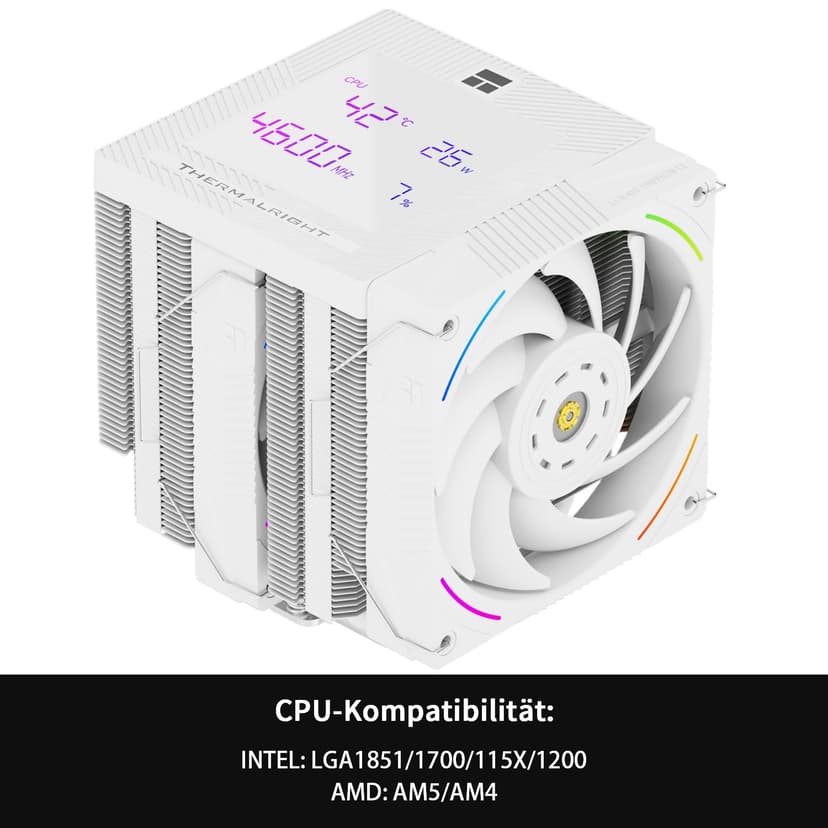 Thermalright TR Phantom Spirit 120 Digital SNOW Refroidisseur d'air, 7 caloducs, double ventilateur PWM 120 mm, prise en charge de AM4/AM5/Intel lga1700/115X/1200/1851 - 2
