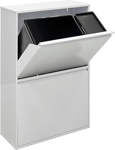ARREGUI Basic CR601-B2 Poubelle de Recyclage Cuisine 4 Bacs | 23+11+17+17 L (68 L) | Poubelle de Tri Sélectif 4 Rangements | Meuble Poubelle en Acier 4 Seaux | avec Seau de 23L pour Emballages | blanc