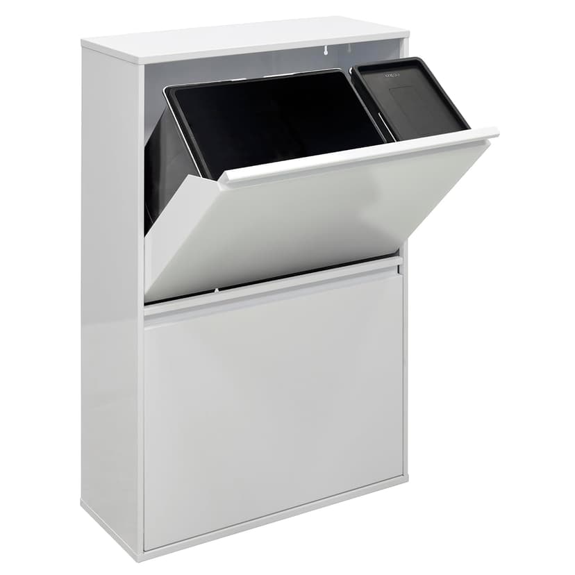 ARREGUI Basic CR601-B2 Poubelle de Recyclage Cuisine 4 Bacs | 23+11+17+17 L (68 L) | Poubelle de Tri Sélectif 4 Rangements | Meuble Poubelle en Acier 4 Seaux | avec Seau de 23L pour Emballages | blanc - 1