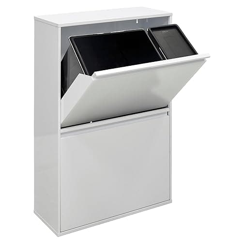 ARREGUI Basic CR601-B2 Poubelle de Recyclage Cuisine 4 Bacs | 23+11+17+17 L (68 L) | Poubelle de Tri Sélectif 4 Rangements | Meuble Poubelle en Acier 4 Seaux | avec Seau de 23L pour Emballages | blanc