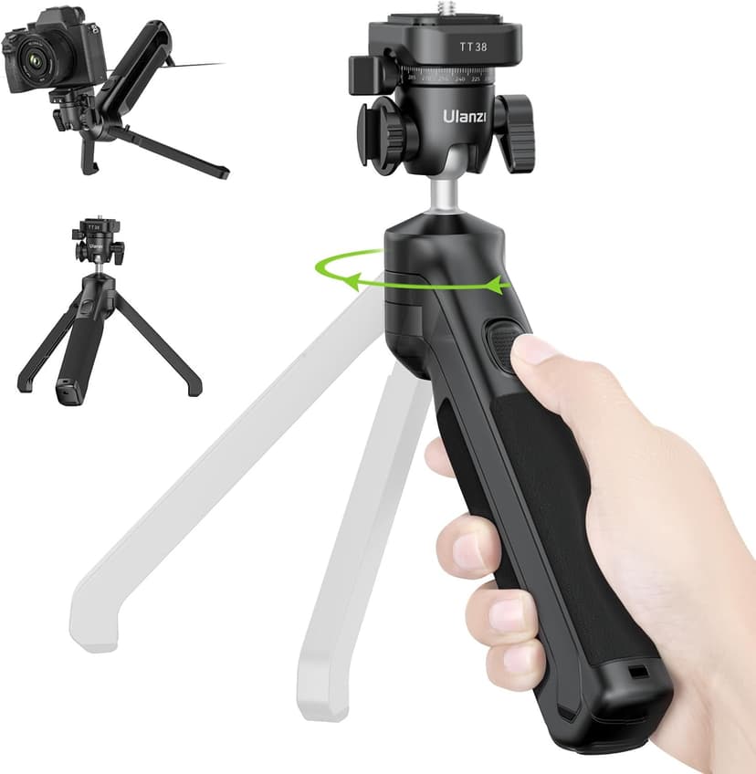 ULANZI TT38 Vlog Tripod, Mini Trépied pour Appareil Photo, Capacité de Charge 3kg, Trépied Vlogging Bureau avec UKa et F38 Système Rapide, Compatible avec Sony a7c, Nikon z30 et FUJIFILM X-S10/X-S20 - 1
