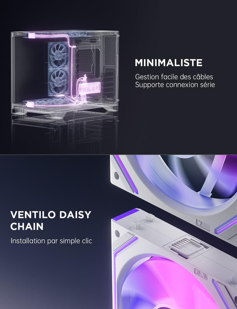 AsiaHorse DAWN Pro 120mm ARGB PC Case Fan [3 Pack] Infinity Mirror Daisy Chain HDB Bearing 1850 RPM PWM High Airflow 71 CFM High Static Pressure 2.6 mmH2O 5V 3Pin RGB Sync - 6