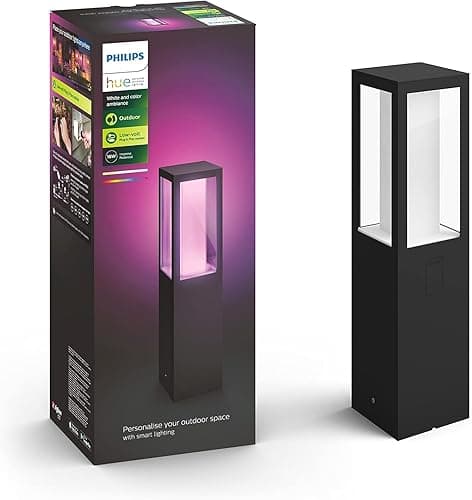 Philips Hue White & Color Ambiance Borne Extérieure IMPRESS Extension aluminium Noir, fonctionne avec Alexa, Google Assistant et Apple Homekit