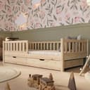 Crazy Pine Lit Enfant avec Tiroirs 190x90 cm – Montessori au Sol en Bois Massif avec Barrière – Sécurisé pour Tout-Petit – Design Scandinave, Montage Facile - Crazy Basic - 1