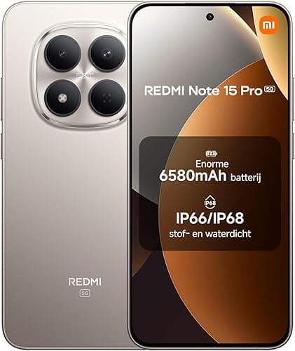 XIAOMI Redmi Note 15 Pro 5G, Smartphone 12+512 GB, Massive 6580mAh Battery, IP66/IP68, New 200MP Camera, 6.83" AMOLED Display, Titanium Color, Warranty 2 years, Charger Not Included