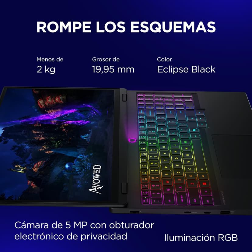 Lenovo Legion 5 Gen 10 Ordinateur Portable Gaming IA 15.1" WQXGA OLED (Intel Core i7-13650HX, NVIDIA GeForce RTX 5070, RAM 32 Go, SSD 1 to, Wi-FI 7, sans système d'exploitation), Clavier RVB Espagnol - 5