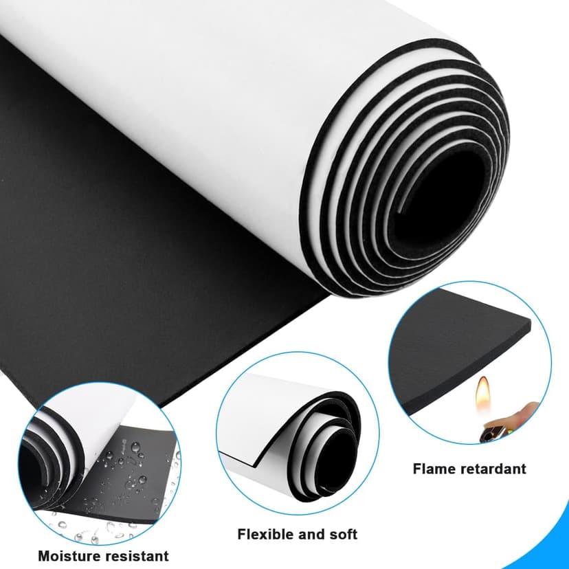 Self Adhesive Foam Roll, 300mm(W) x 1.5mm(T) x 3m(L) Foam Sheets, DIY Multifunction Neoprene Rubber Sheets Pads for Furniture Protection, Non-Slip, Sound Insulation, Shock Absorption (Black) - 4