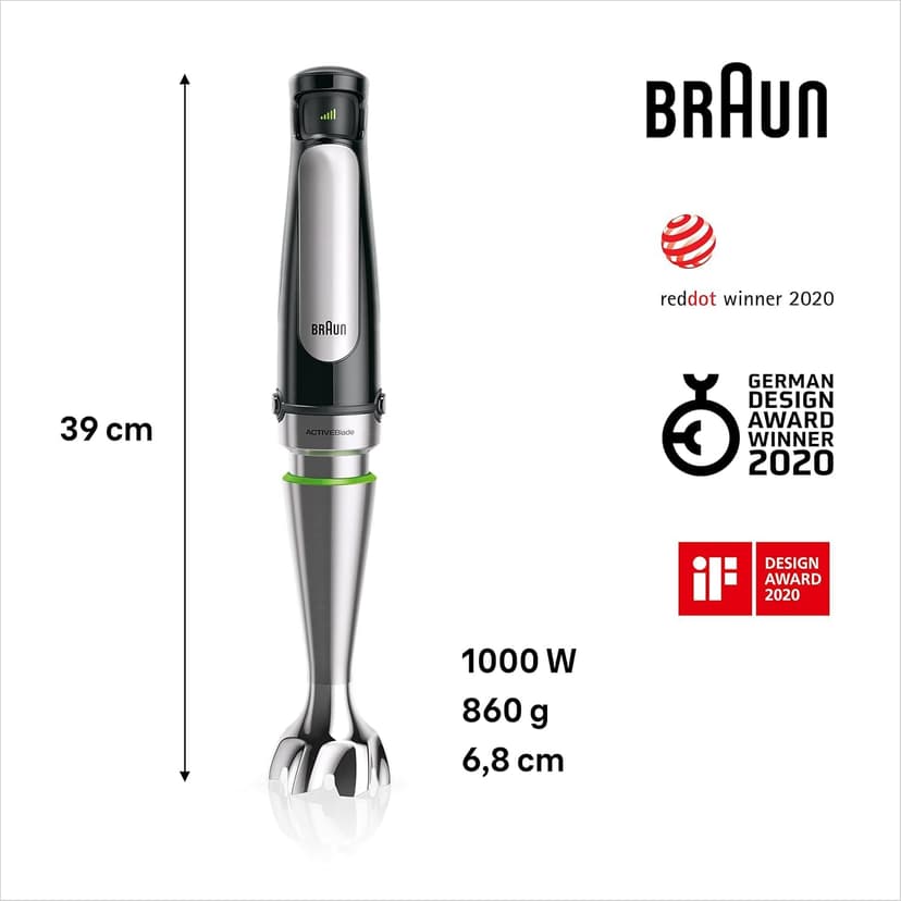 Braun 0X22111291 MQ 7087X Immersion Blender, Plastic, 1.2 liters, Black, Stainless Steel - 4