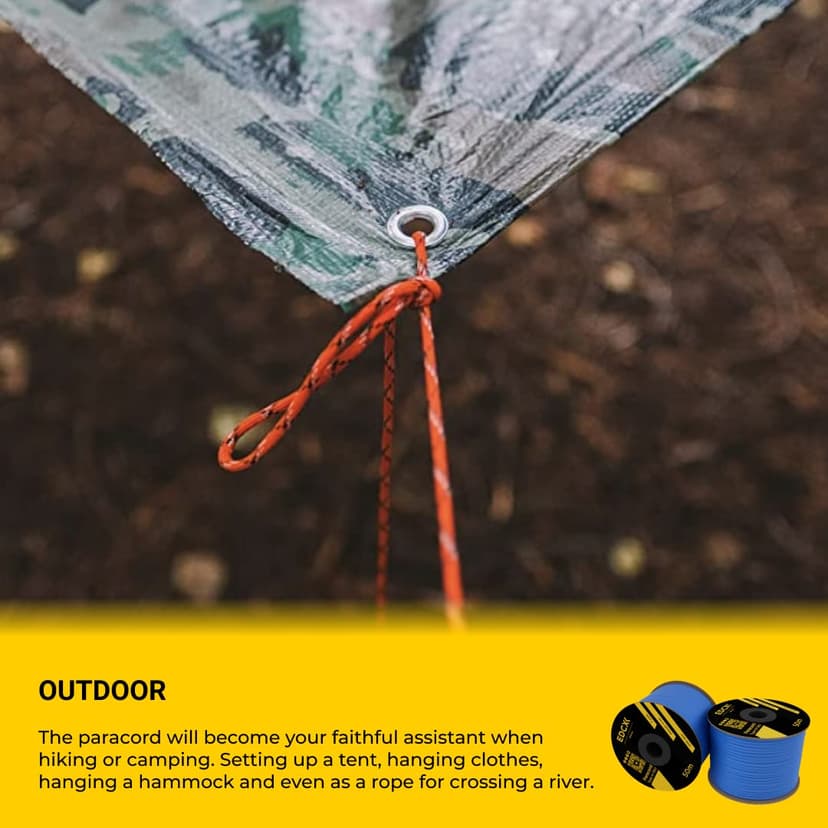 Paracord 4mm, 35+ Solid Colors (10m, 15m, 30m, 50m, 100m, 300m) | Ideal for Crafting, DIY, Camping, Survival, Outdoor | 100% Nylon Rope 4mm | Tactical Cord 550 Type III - 7