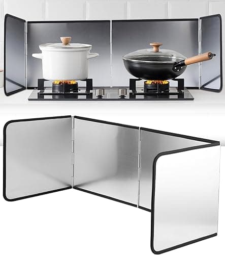 Plaque Anti Projection Cuisine 4 Côtés Anti Eclaboussure Cuisine Pliable Protection Plaque de Cuisson Facile À Nettoyer Gadget Cuisine Anti-éclaboussures pour la Cuisine et Cuisinière 76x29x30cm