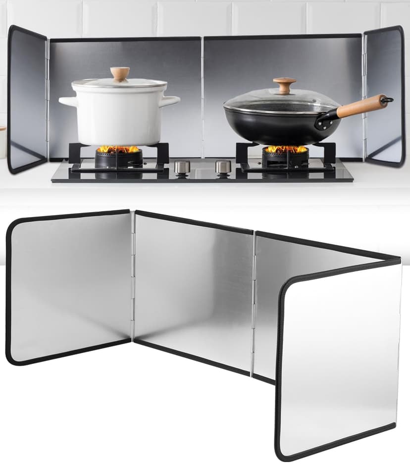 Plaque Anti Projection Cuisine 4 Côtés Anti Eclaboussure Cuisine Pliable Protection Plaque de Cuisson Facile À Nettoyer Gadget Cuisine Anti-éclaboussures pour la Cuisine et Cuisinière 76x29x30cm - 1