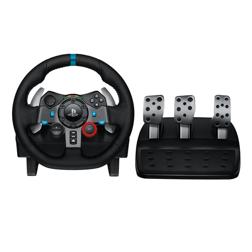 Logitech G G29 Driving Force Racing Wheel and Floor Pedals, EU plug, Real Force Feedback, Stainless Steel Paddle Shifters, Leather Steering Wheel Cover, Adjustable Floor Pedals, PS4/PS3/PC/Mac – Black - 1