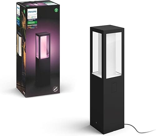 Philips Hue Impress White and Colour Ambiance Pedestal [EU Version - Black] Low Voltage. for Outdoor Lighting, Patio, Terrace, Garden.