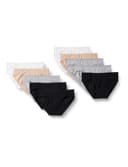 Amazon Essentials Women's Cotton Bikini Brief Underwear (Available in Plus Size), Pack of 10, Black/Grey Heather/Light Pink/White, 10 - 1