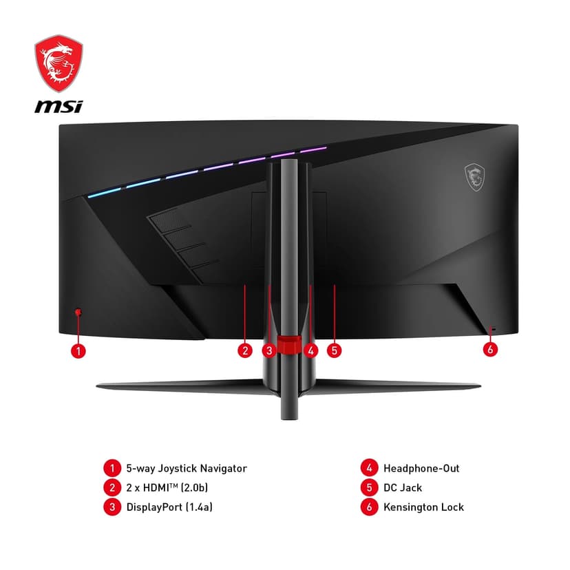 MSI MAG 345CQR 34" UWQHD Curved Gaming Monitor - Rapid VA 1500R 3440 x 1440, 180 Hz / 1 ms, Adaptive-Sync - DP 1.4a, HDMI 2.0b CEC - 6