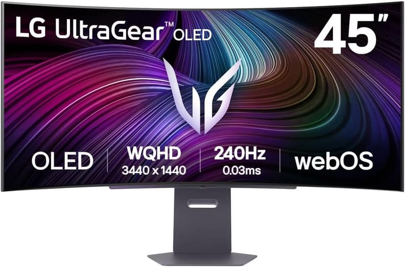 LG UltraGear™ 45GX90SA-B Curved Gaming Screen 45" - OLED Panel WQHD (3440x1440), 0.03ms GtG 240Hz, DisplayHDR™ TrueBlack 400, DCI-P3 98.5% (CIE1976), AMD FreeSync Premium, NVIDIA G-Sync - 1