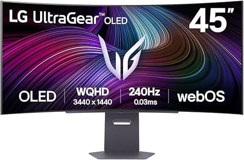 LG UltraGear™ 45GX90SA-B Curved Gaming Screen 45" - OLED Panel WQHD (3440x1440), 0.03ms GtG 240Hz, DisplayHDR™ TrueBlack 400, DCI-P3 98.5% (CIE1976), AMD FreeSync Premium, NVIDIA G-Sync