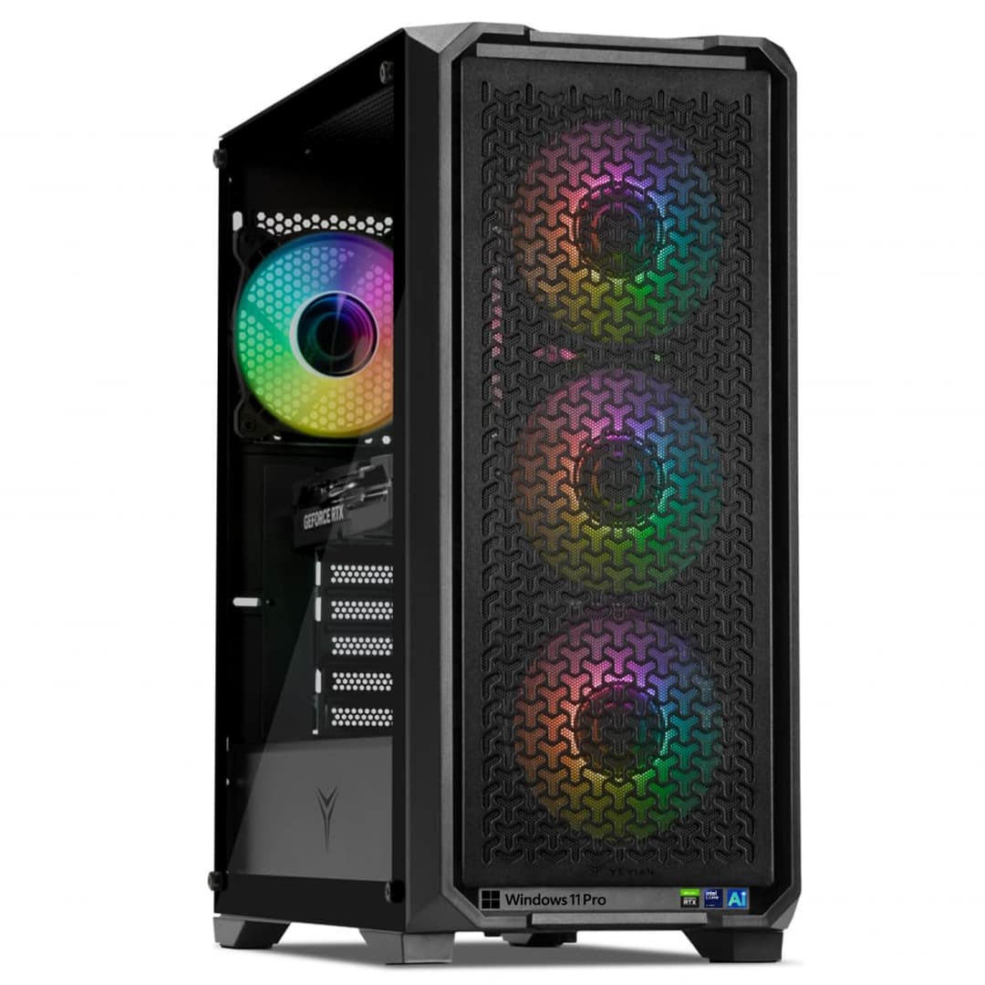 YEYIAN PC Gaming VR Esports AI Intel Core Ultra 5 225F 10 Core 4.9GHz Nvidia GeForce RTX 5060 8GB GDDR7 32GB DDR5 6000MHz 1TB SSD Gen 4 WiFi 6+BT 5.3 LAN 2.5GB Win 111 Pro