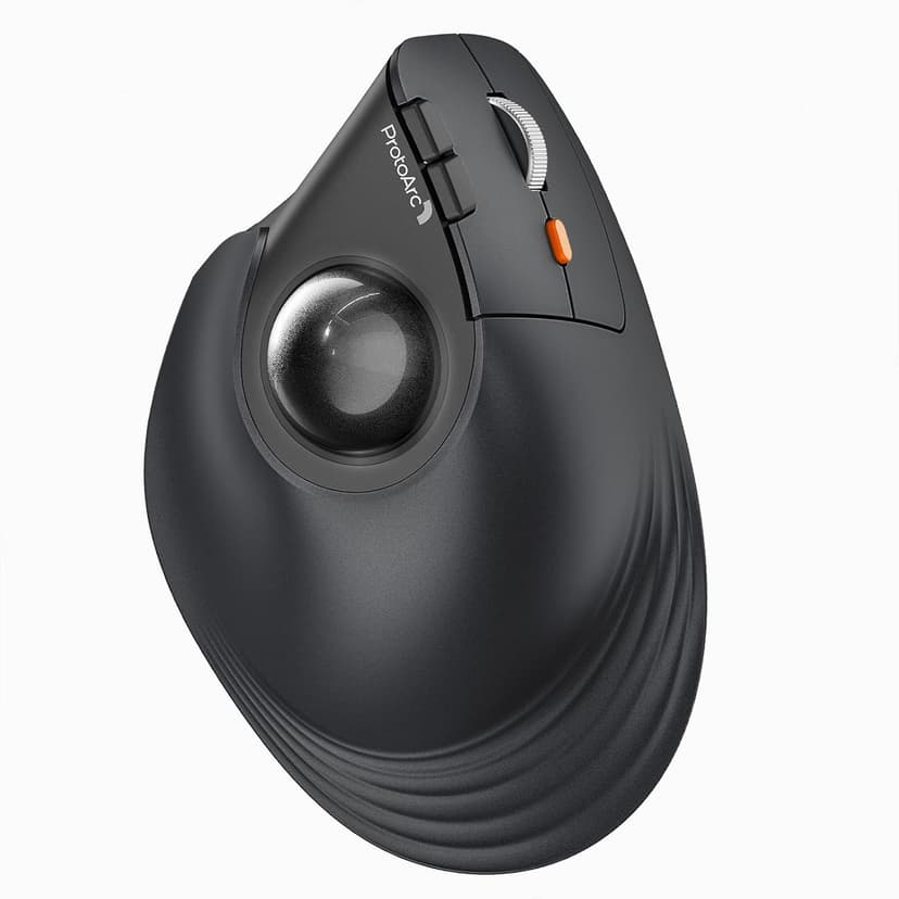 ProtoArc Vertical Wireless Trackball Mouse, EM05 Bluetooth Ergonomic Rollerball Mouse Rechargeable Computer Laptop Thumb Mouses, 3 Device Connection, Compatible with iPad, Mac, Windows PC - 1