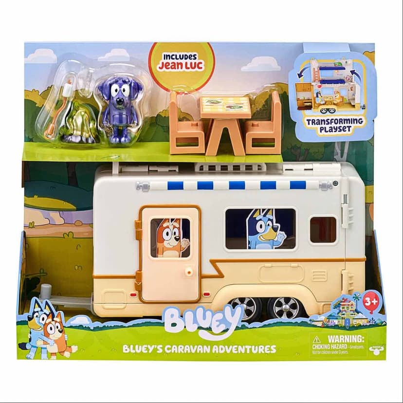 Bluey – Ensemble de Jeu Aventure Caravan de Bluey rabattable et dépliable avec cuisine et lits de camp – une figurine Jean-Luc articulée de 6.3 cm et des accessoires de feu de camps inclus. - 3