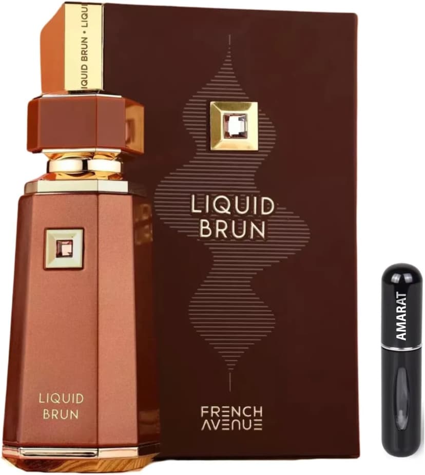 Parfum Liquid Brun 100 ml, arabe longue durée, eau de parfum importée de Dubaï, atomiseur rechargeable 5 ml, notes de cannelle, vanille et praliné - 1