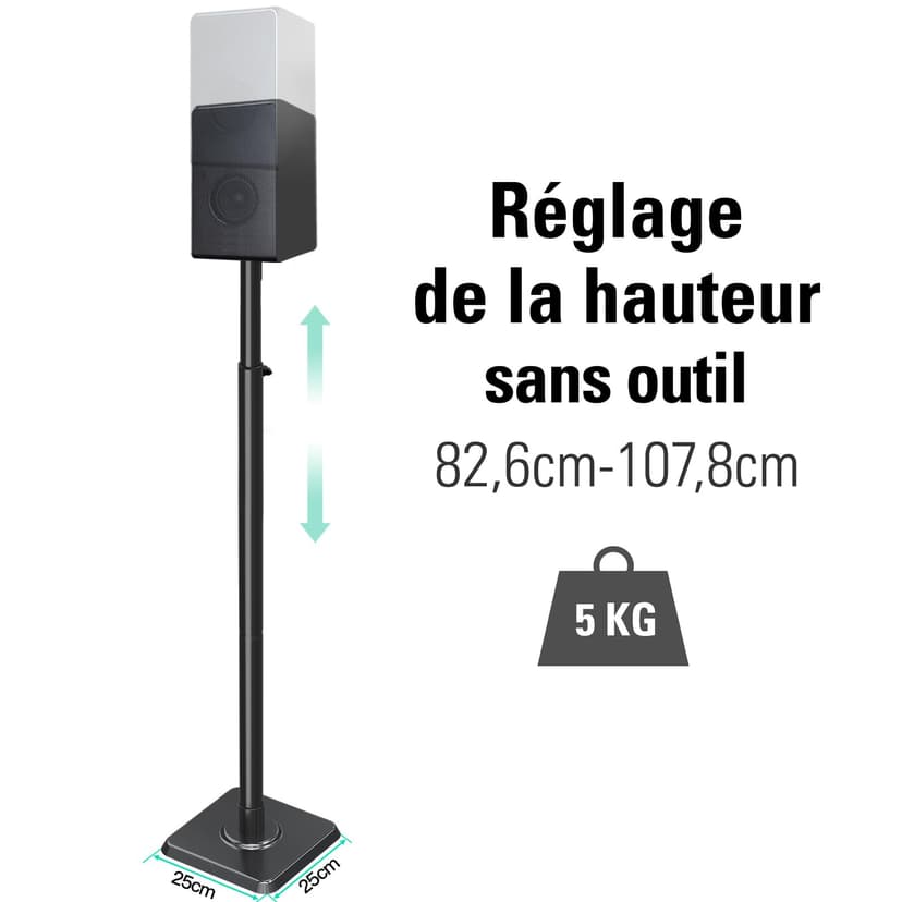 Mounting Dream Speaker Stands Height-Adjustable for Satellites up to 5 kg, Set of 2 Floor Stands - 2