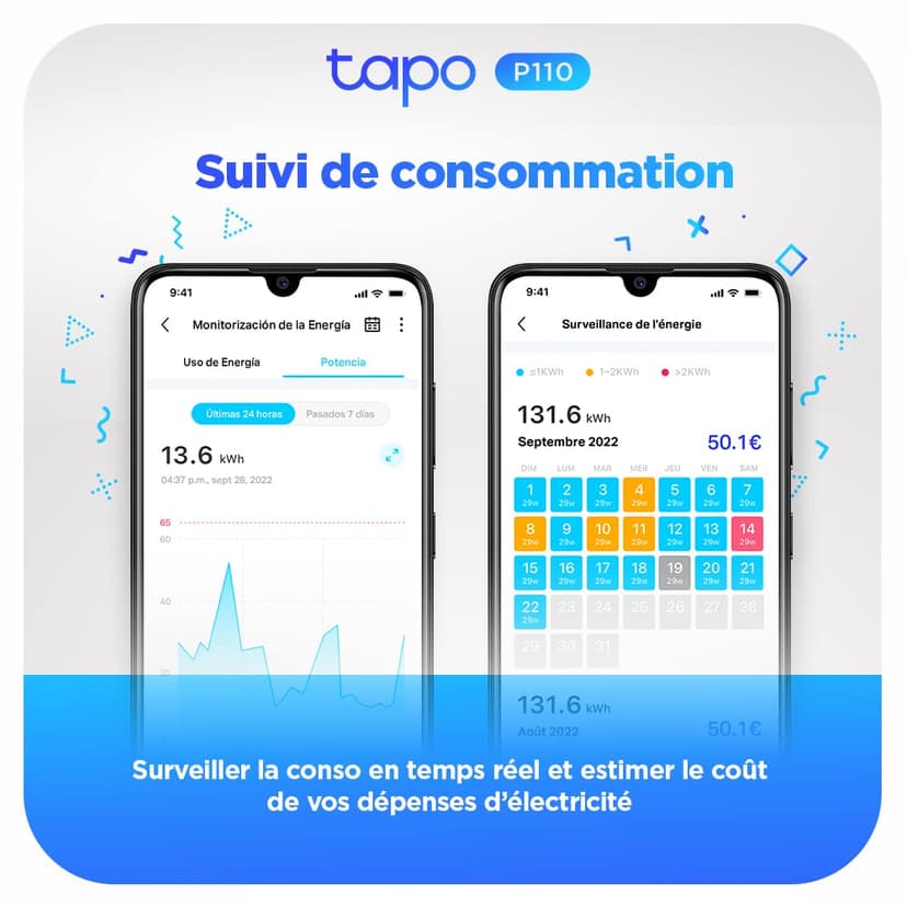 Tapo WiFi Connected Socket, Consumption Tracking, 16A Type F, Compatible with Alexa and Google Home, Control Fan, Air Conditioner, Energy Saving, Voice Control, Tapo P110(4-Pack) - 4