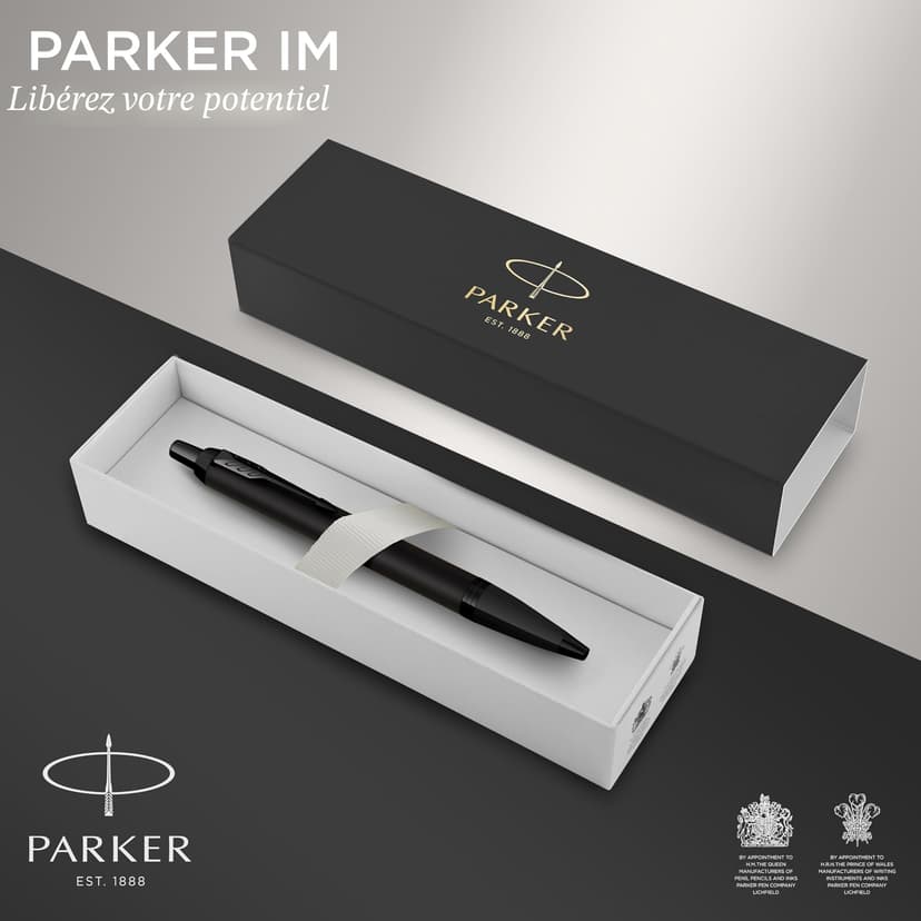Parker IM Ballpoint Pen | Matte Black with Black Trim | Medium Point with Blue Ink Refill | Gift Box - 2