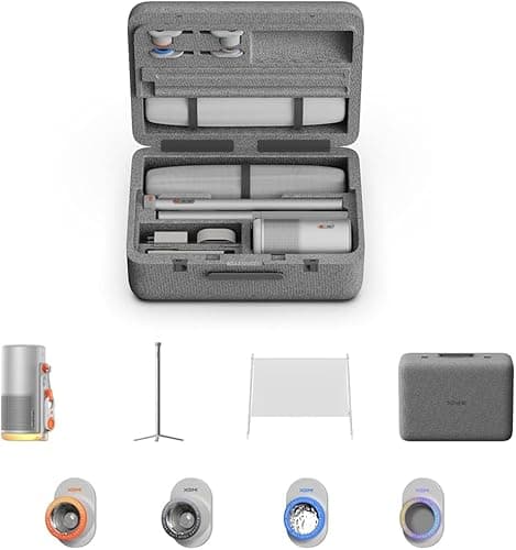 XGIMI MoGo 4 Laser Projector Kit for Outdoor, Includes 4 Filters, PowerBase Support with Battery, 70" Screen, Carrying Case, 550 ISO Lumens, Autonomy 5h, Google TV with Official Netflix