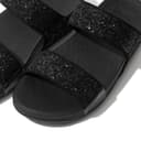 Fitflop Women's Lulu Glitter Slides, Summer Sandal - Lightweight & Comfortable with Natural Arch Support - Black Glitter - 6 UK - 2