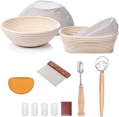 Bread Proofing Basket Set Of 2 Round and Oval, Banneton P…