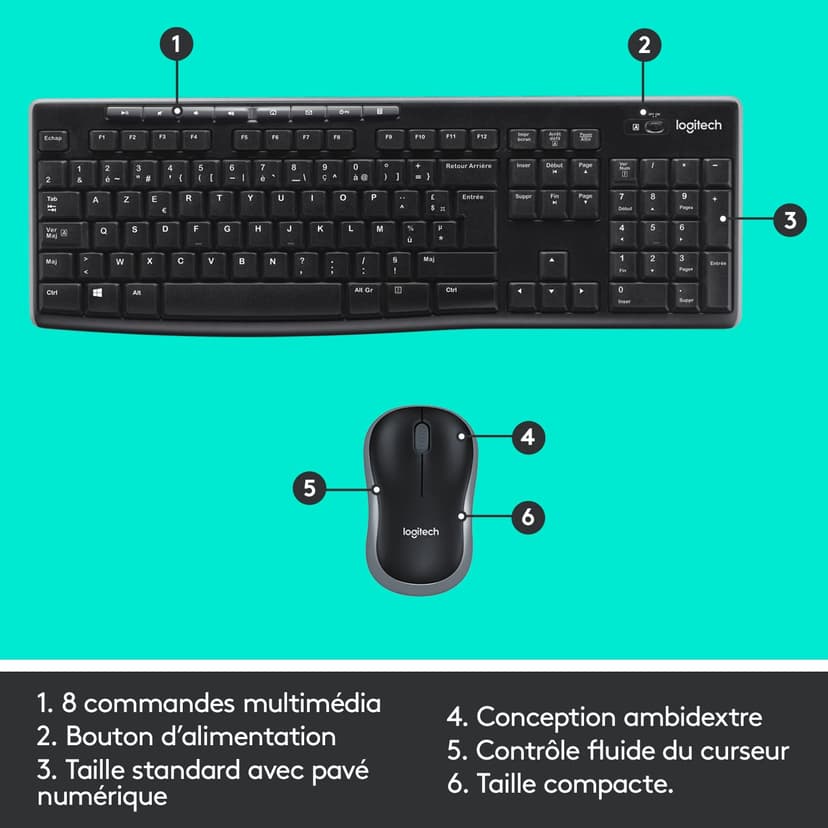 Logitech MK270 Combo Clavier Souris sans Fil, QWERTY UK - 7