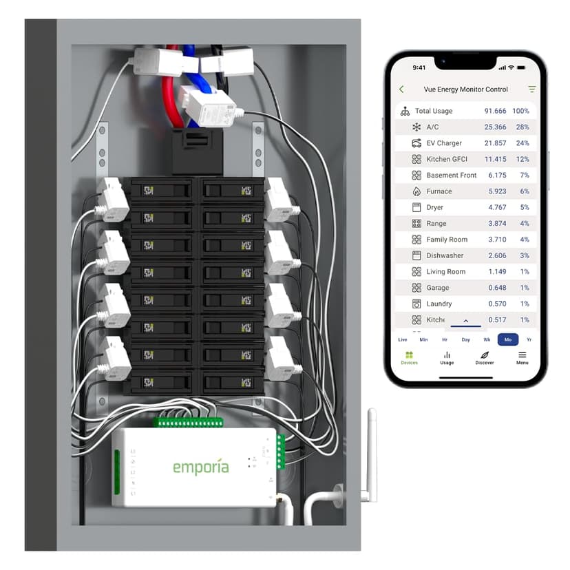 Emporia Vue 3 3-Phase Smart Energy Monitor – Real-Time Electricity Usage Monitor and Power Meter for Business or Home, Solar and Net Metering Compatible, Smart Automation Ready with 16 circuit sensors - 3