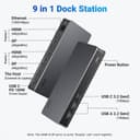 UGREEN Laptop Docking Station, 9-Port, Dual 4K@60Hz with DisplayLink, Ethernet, 100W PD, 3x 10Gbps USB-A/C Ports, for MacOS and Windows (Install The Latest DisplayLink Driver, Charger Not Included) - 2