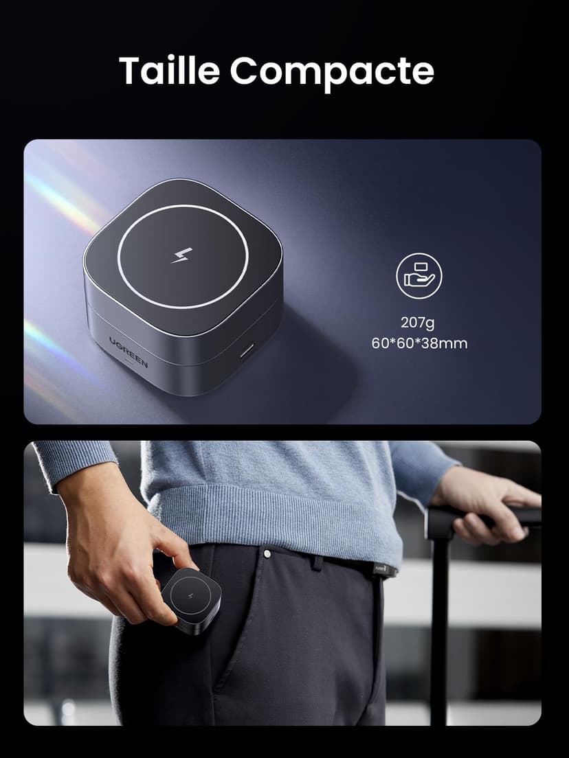 UGREEN MagFlow for MagSafe Charger Qi certified, 2-in-1 Wireless Charger Stand, Magnetic Charging Station, Compatible with iPhone Air/17/16/15/15 Plus/15 Pro/15 Pro Max/14/13/12, AirPods 4/3/2/Pro 3/2 - 7