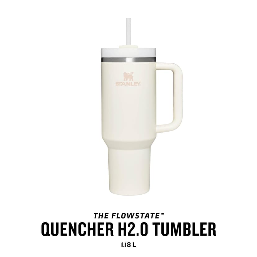 STANLEY 1913 Quencher H2.0 Flowstate Tumbler 1.2L – Cold for 11 Hours – Iced for 48 Hours – Metal Water Bottle with Straw, Handle and Lid – Dishwasher Safe – Travel Mug for Cold Drinks – Cream - 3