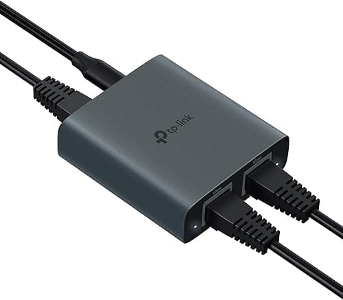 TP-Link EH210 Gigabit Ethernet Splitter 1000Mbps Gigabit Speed 1 to 2 Compatible with Cat 8/7/6/5/5 Ethernet Cables, Aluminium Alloy Casing, Plug & Play