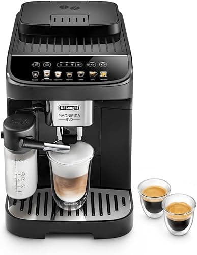 De'Longhi Magnifica Evo ECAM 292.81.B coffee machine with LatteCrema milk system, 7 direct selection buttons for cappuccino, espresso and other coffee specialties, 2-cup function, black